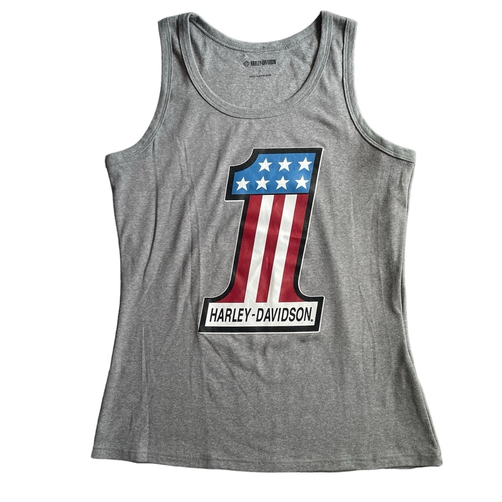 Harley-Davidson® Women's Ultra Classic #1 Sleeveless Tank Top, Gray NEW